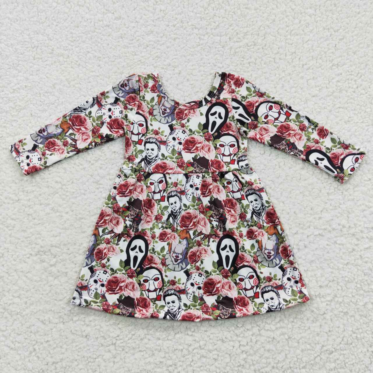 girl halloween long sleeve horror floral dress