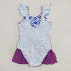 1 piece fish scale kids girls swimsuit