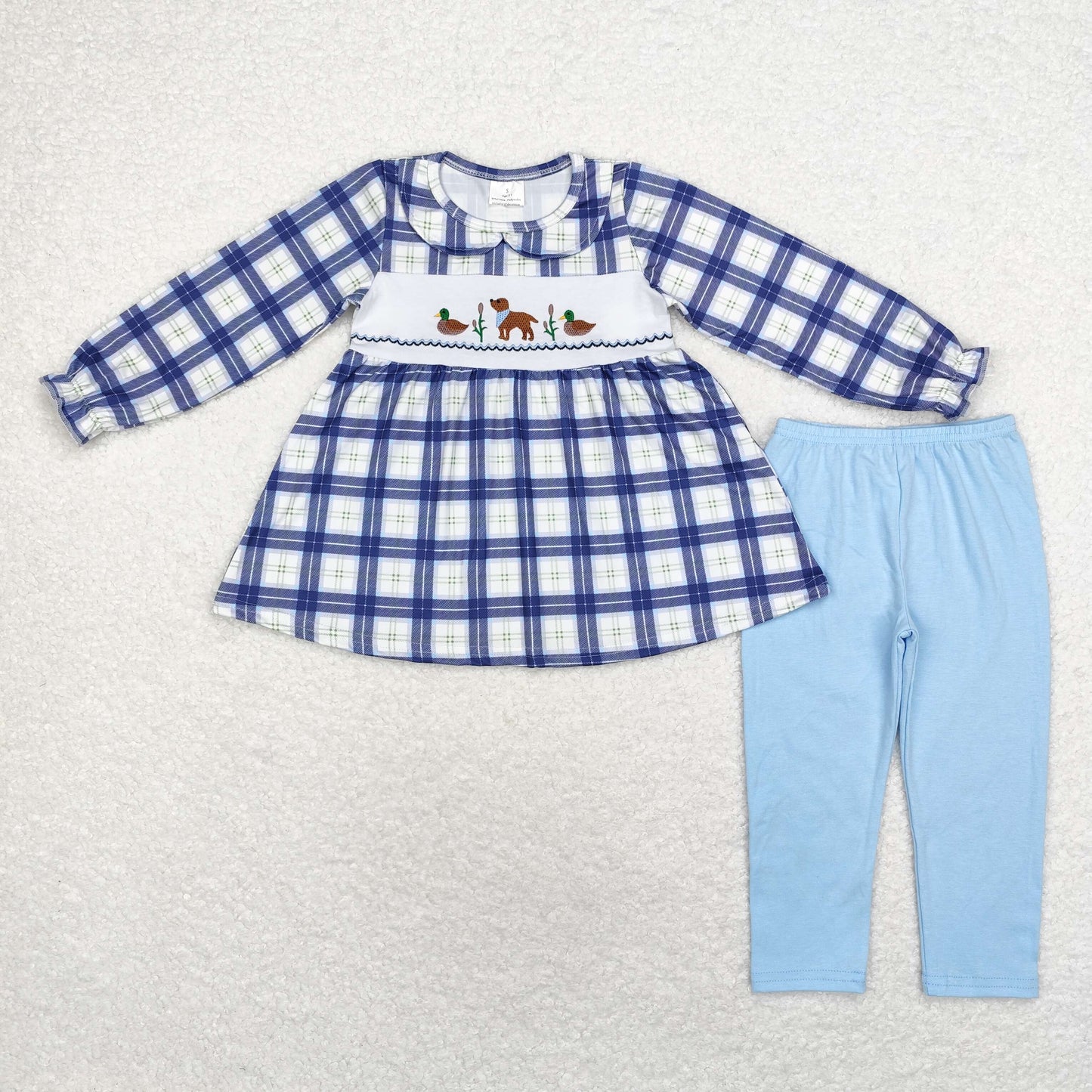 duck embroidered legging outfit blue