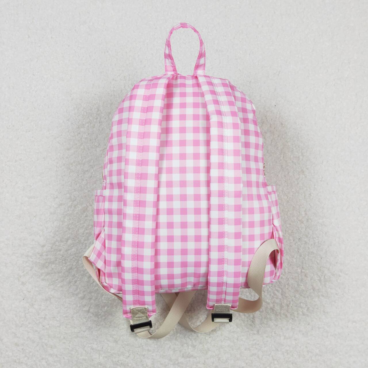 pink plaid kids backpack school bag