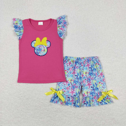 embroidered starfish shorts set toddler girls clothing