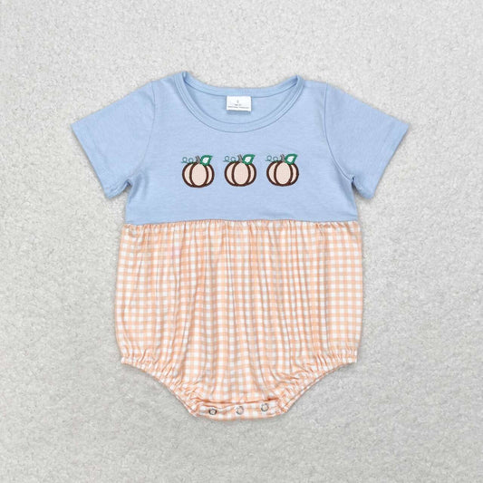 baby boy pumpkin embroidery bubble