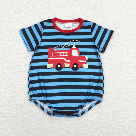 blue stripe fire truck baby boy bubble