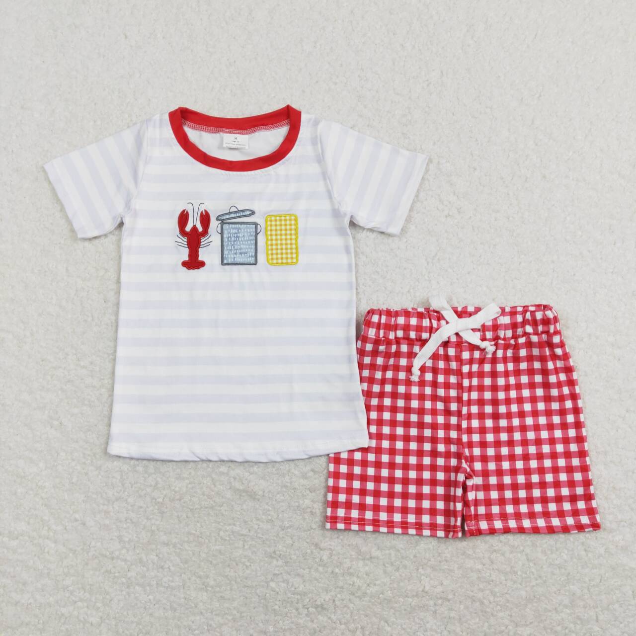 crawfish boil clothing, embroidery clothes, boys shorts set