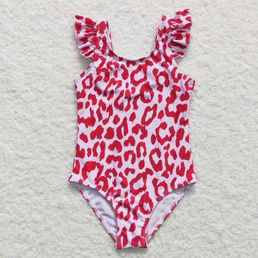 baby girl 1pcs red leopard swismuit