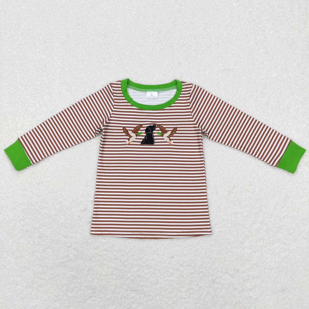 boy long sleeve stripe duck embroidery pullover