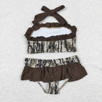 halter camo print girl two piece swimsuit