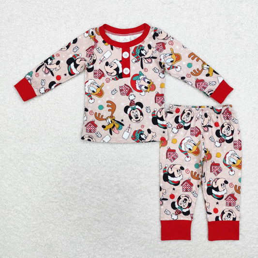 cartoon santa animal Christmas pajama set boy