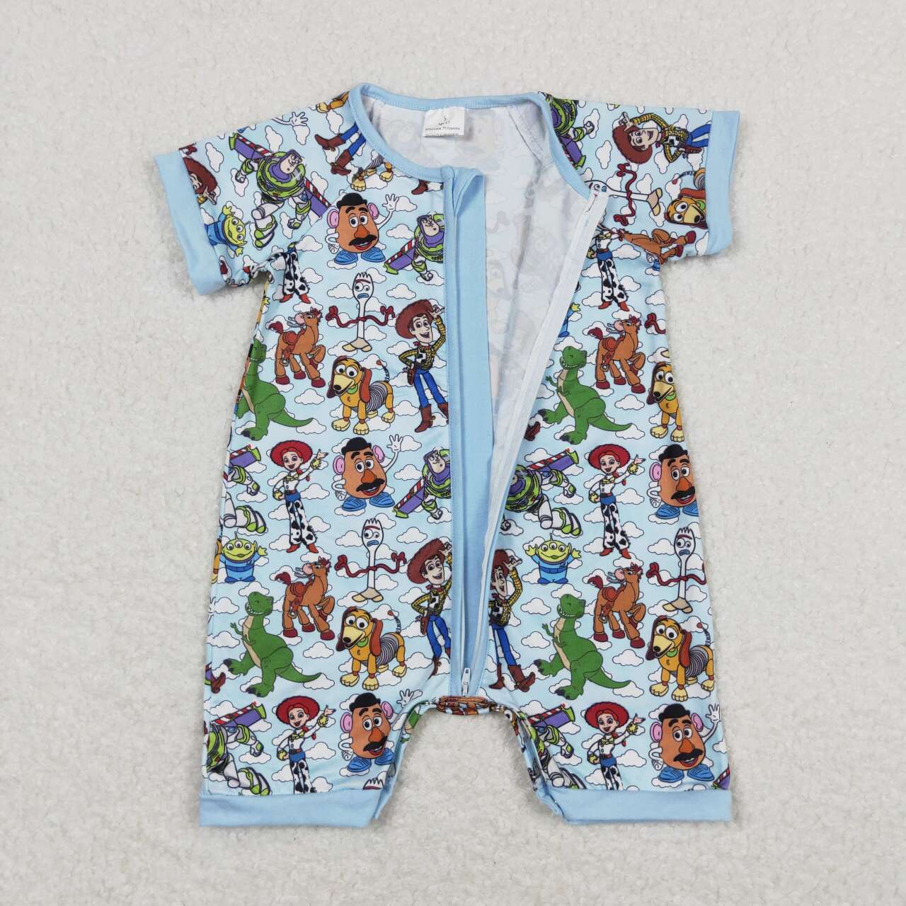 character baby boy zip romper