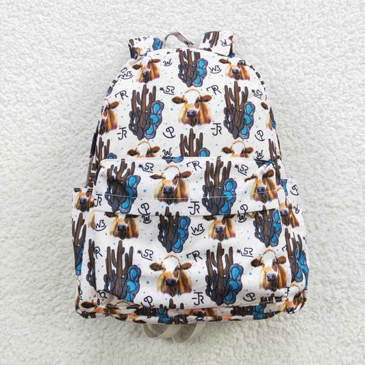 Cattle print kids school backpack bag