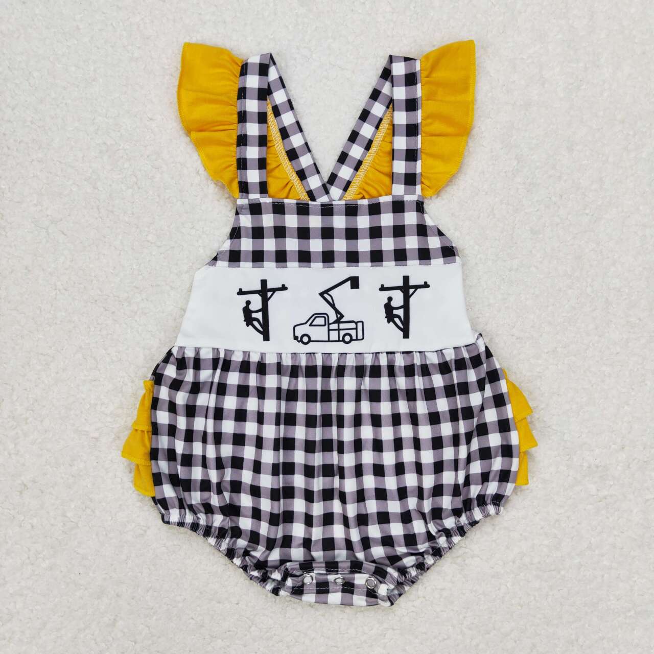 baby girl plaid lineman ruffle back bubble