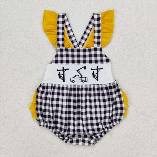 baby girl plaid lineman ruffle back bubble