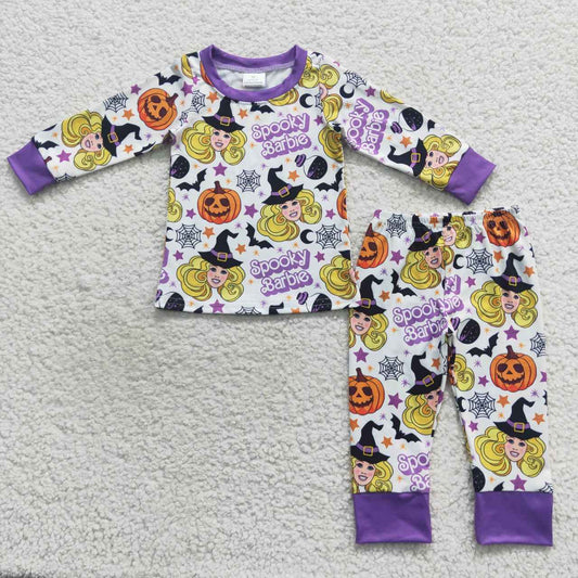 2 piece spooky doll girls halloween pajama