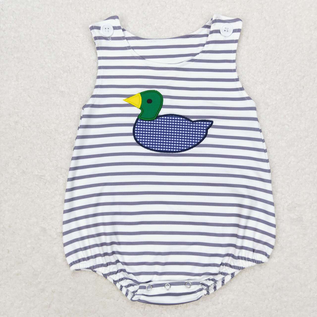 gray stripe duck embroidery tank bubble