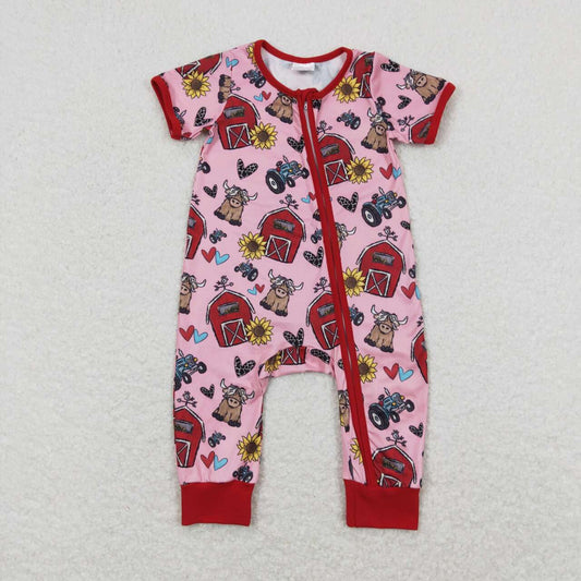 baby girl farm life zip sleeper infant clothes