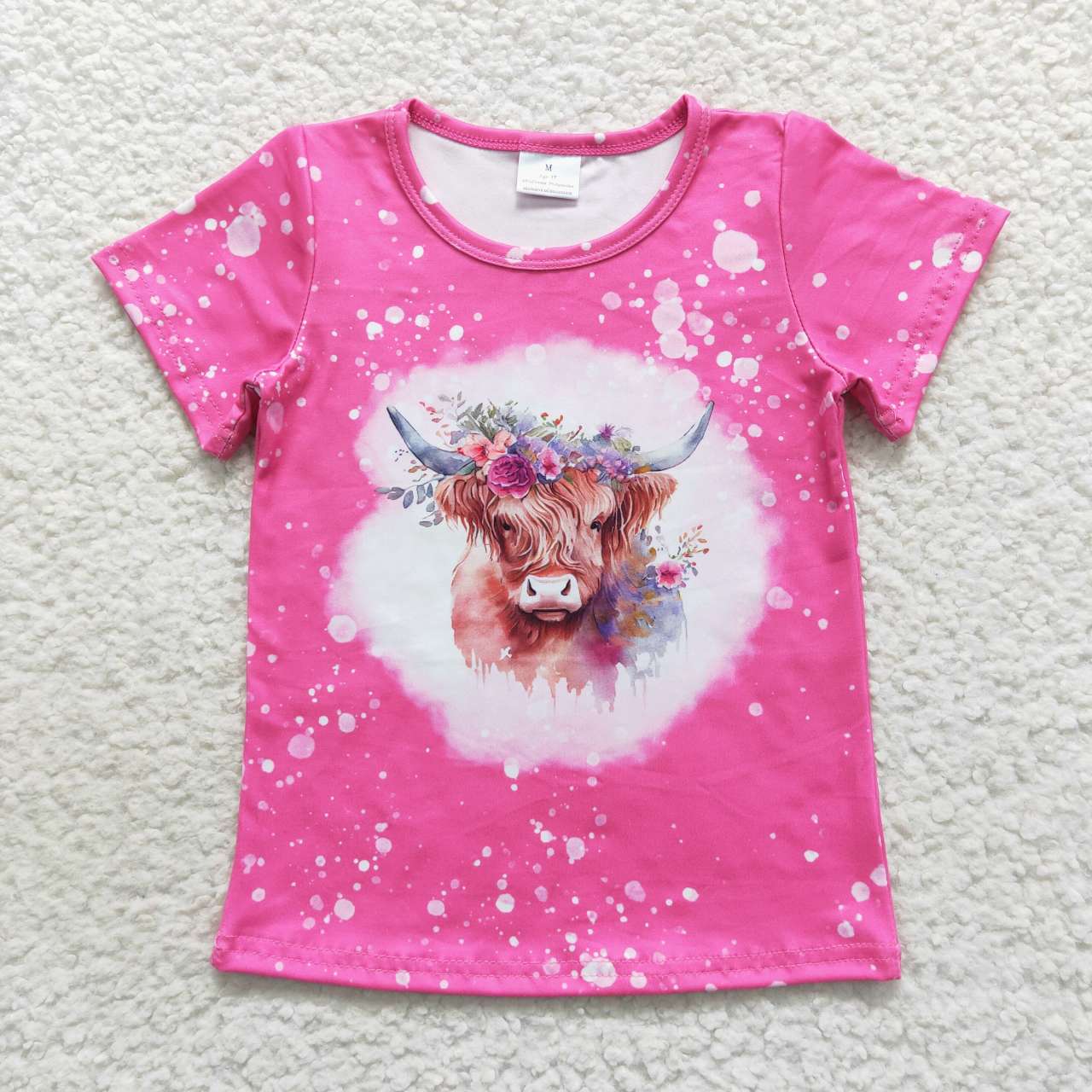 Pink highland cow print tee baby girl t-shirt