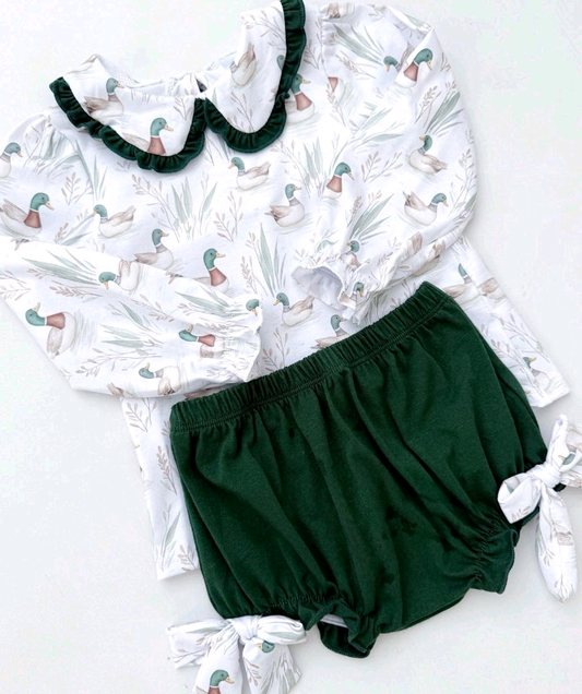Pre order baby girl duck bummie set