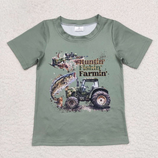 huntin fishin farmin print t shirt