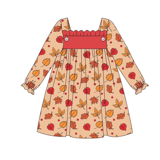 pre order kids long sleeve autumn leaves dress