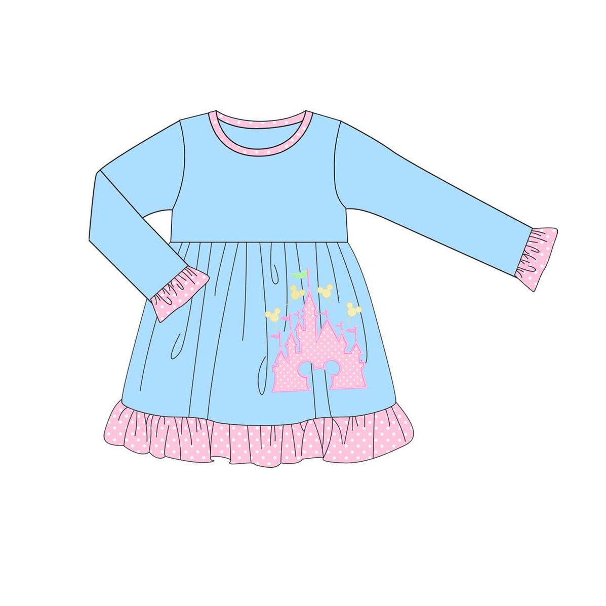 pre order  baby girl blue castle dress