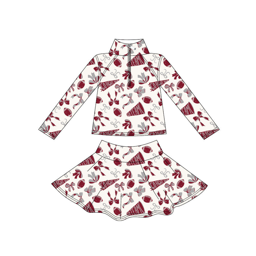 pre order maroon go team long sleeve athletic skirt set
