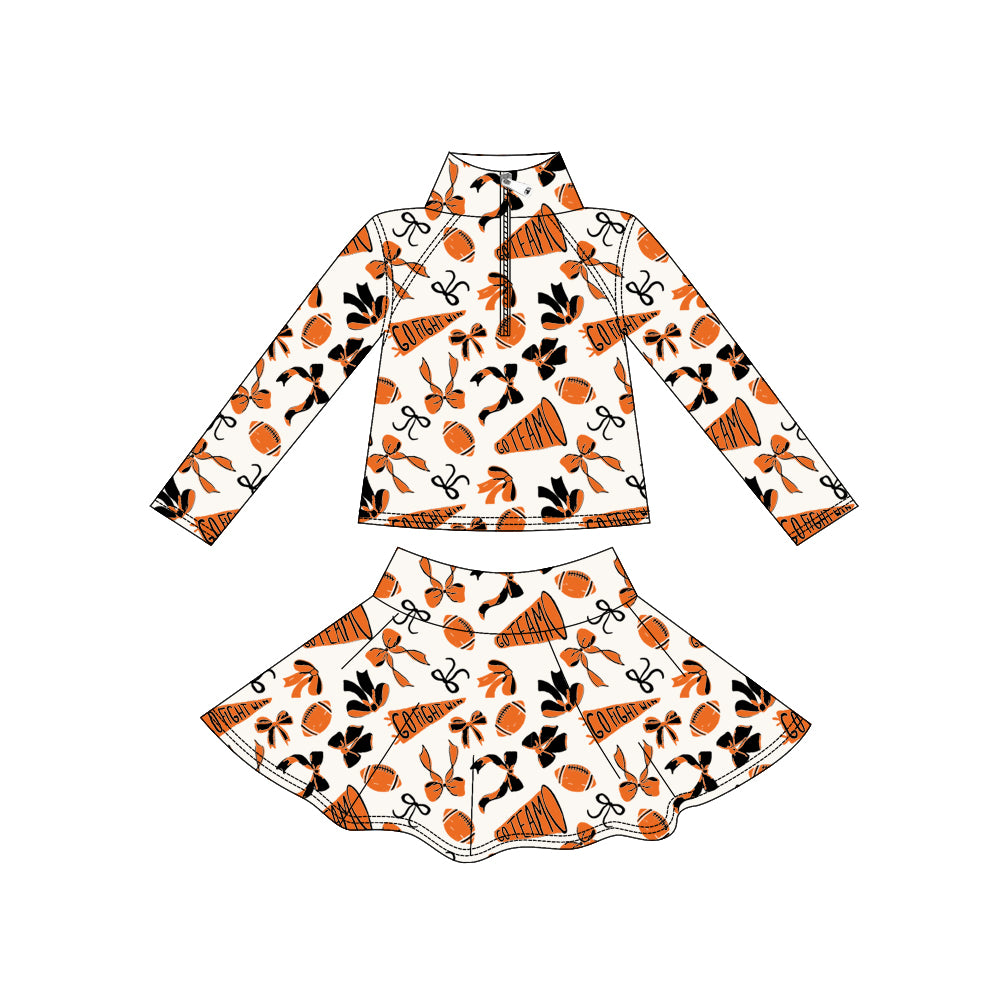 pre order orange go team long sleeve athletic skirt set