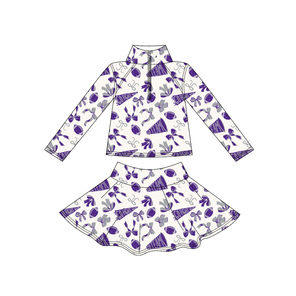 pre order purple go team long sleeve athletic skirt set