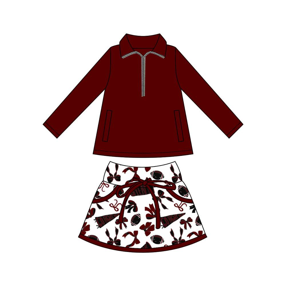 pre order go team maroon football athletic zipper skirt set