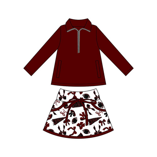 pre order go team maroon football athletic zipper skirt set