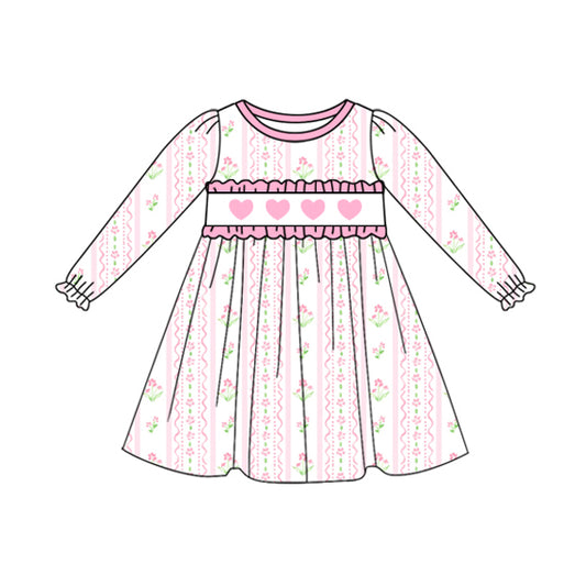 pre order pink heart flower baby girl dress