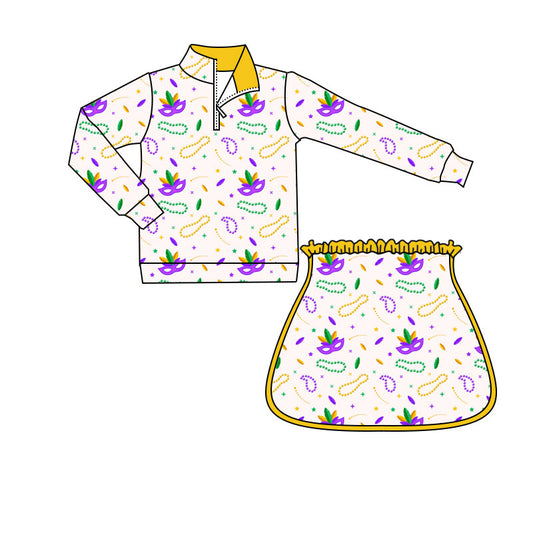 pre order purple green gold zipper skort set mardi gras girl outfit