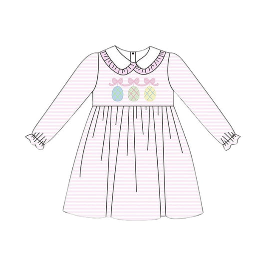 pre order pink stripes easter egg girl dress