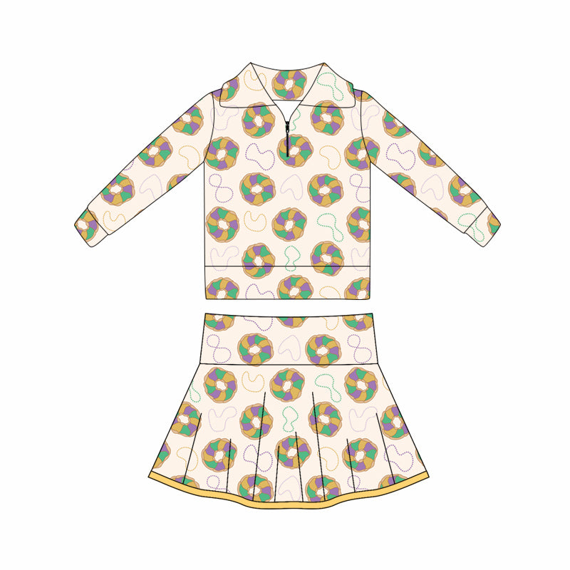 pre order mardi gras athletic zipper skort set