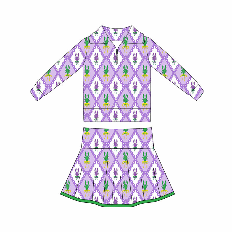 pre order mardi gras athletic zipper skort set