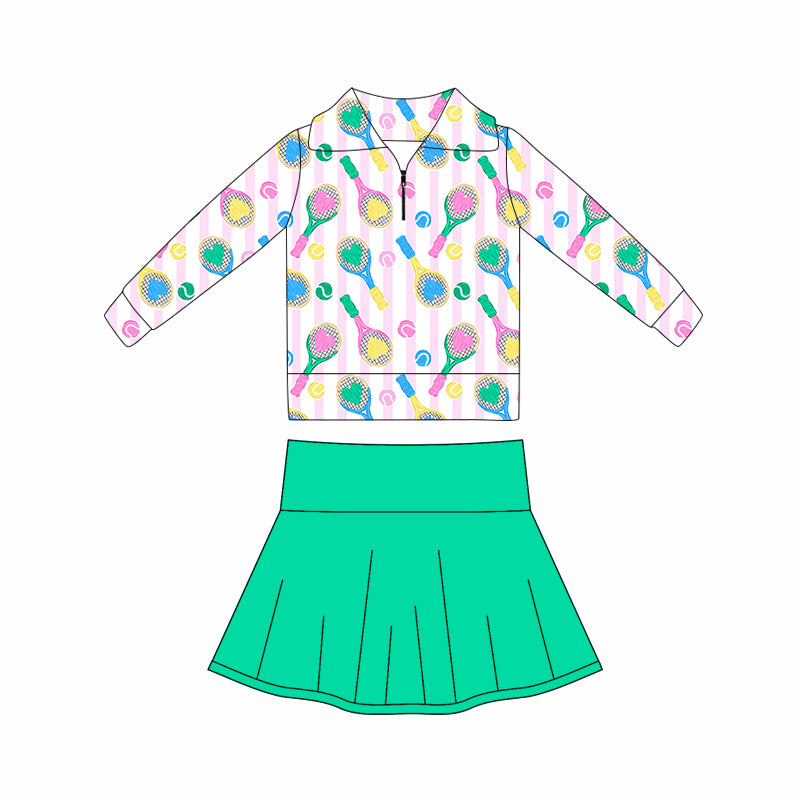 pre order long sleeve tennis athletic zipper skort set