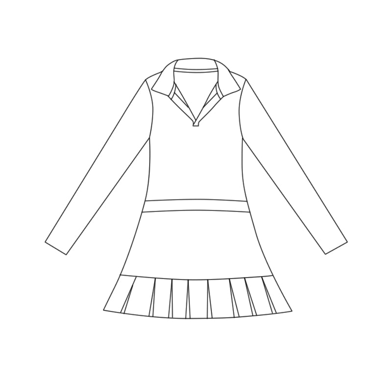 pre order solid long sleeve pleated athletic dress