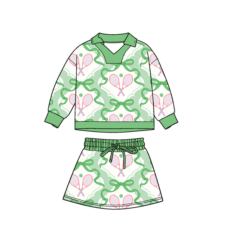 pre order green bow tennis skirt set