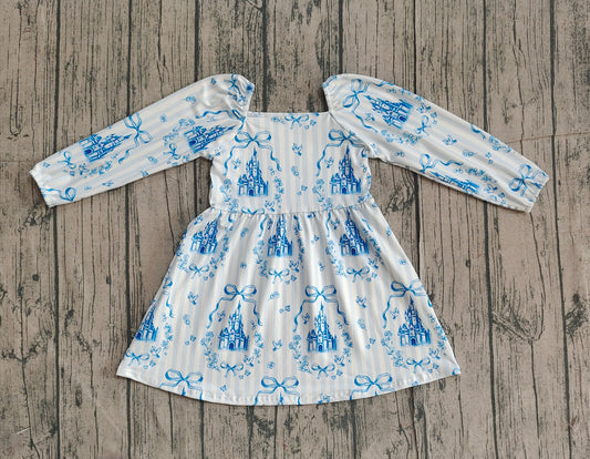 pre order long sleeve blue castle dress