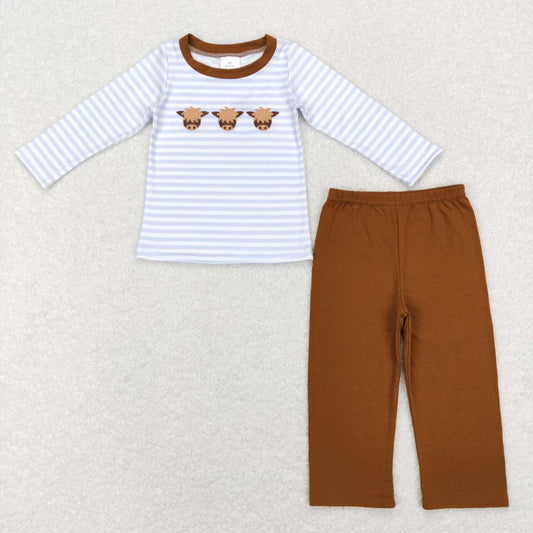 baby boy cow embroidery pants set