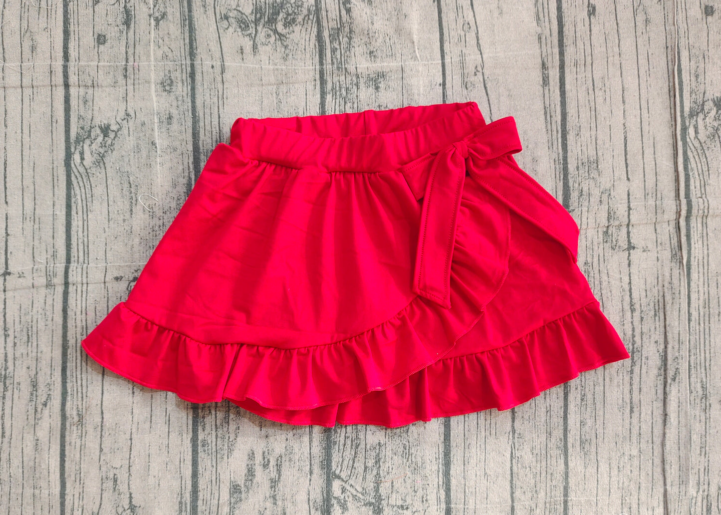 Pre order solid red ruffle bow athletic skirt