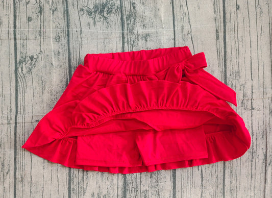 Pre order solid red ruffle bow athletic skirt