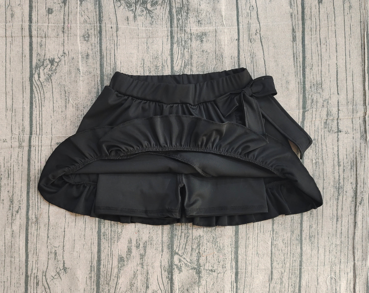 Pre order solid black ruffle bow athletic skirt