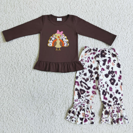 embroidery turkey girls pants set