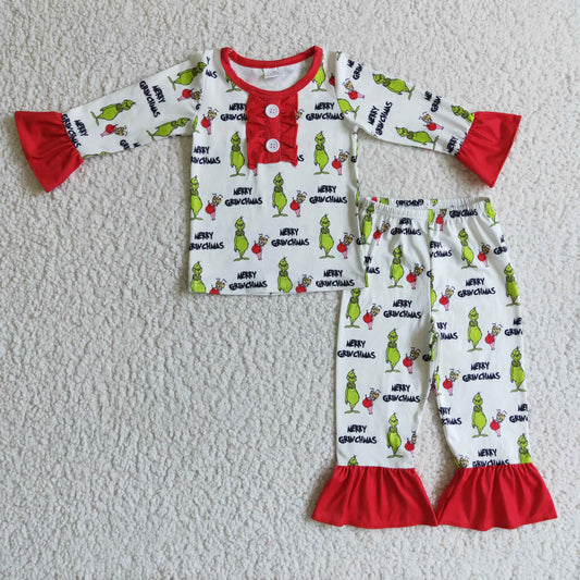 merry christmas grinchey girls pajama set