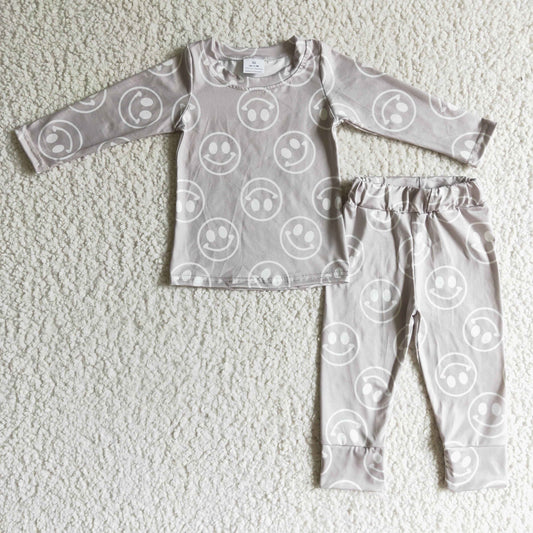 grey smiley girls pajamas