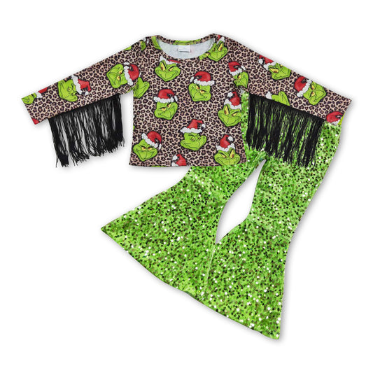 grinch grinch top + green sequin pants Christmas outfits