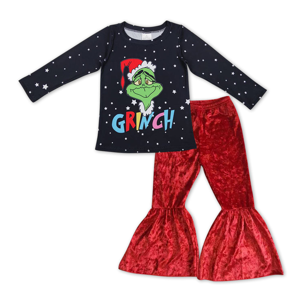 Grinchey top red velvet christmas clothes set
