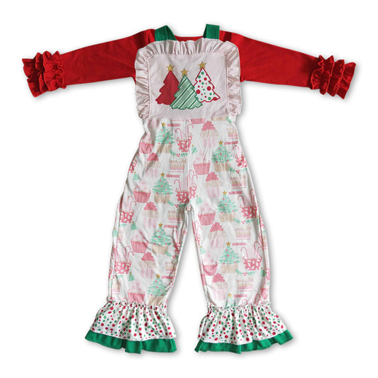 red cotton top+cake overall jumpsuit christmas boutique outfit