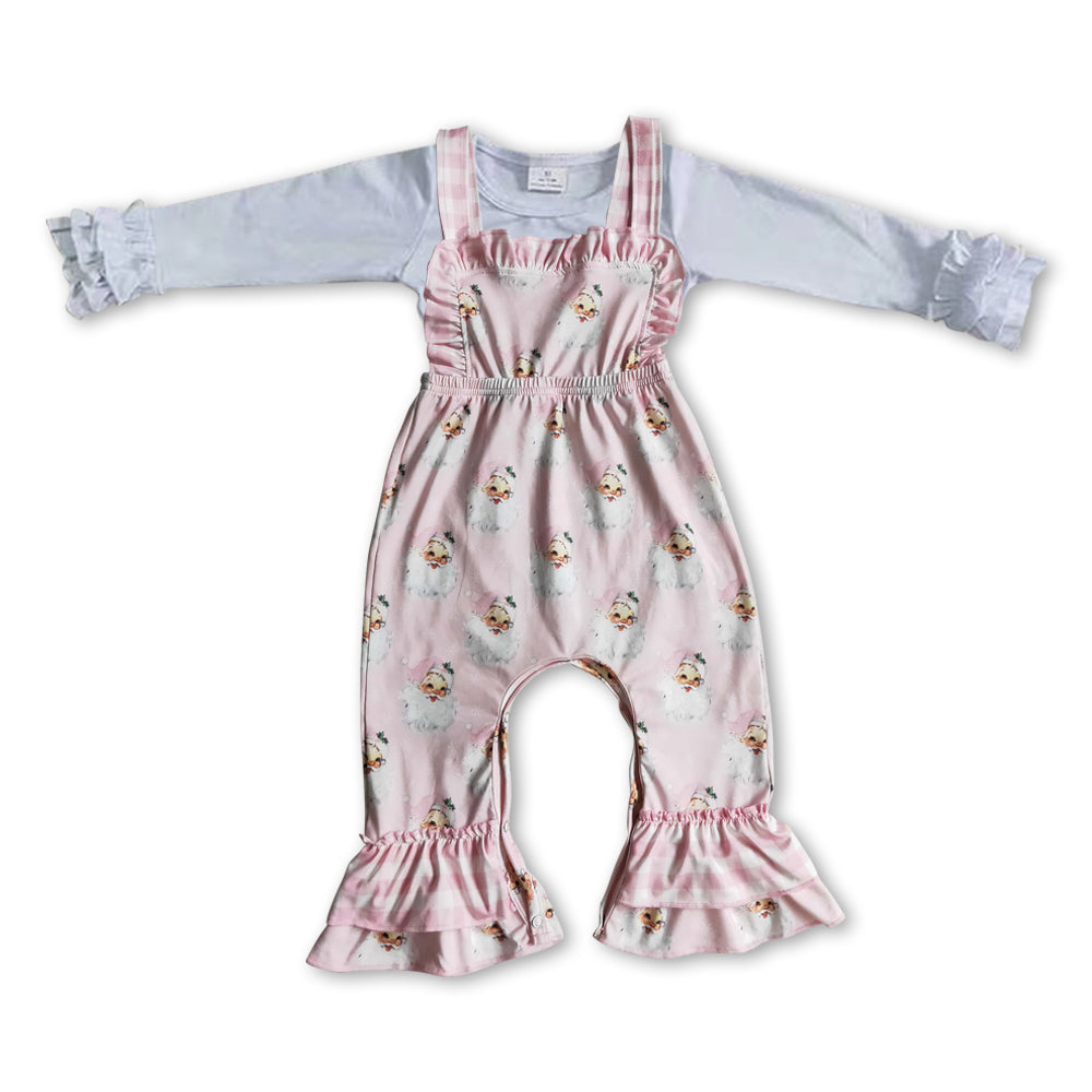 white cotton top+santa overall jumpsuit boutique outfit
