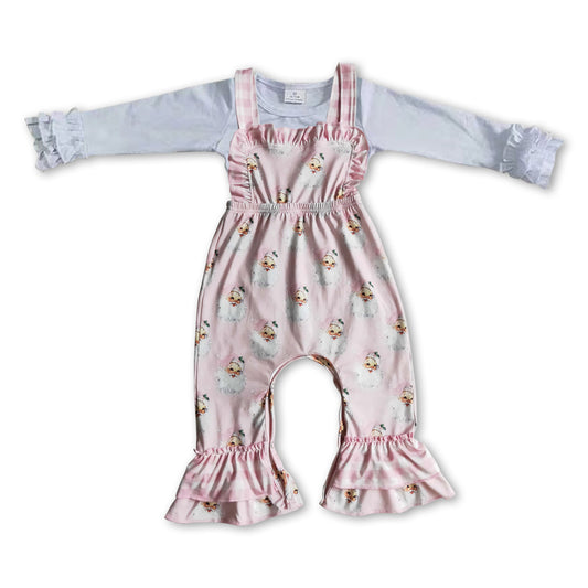 white cotton top+santa overall jumpsuit boutique outfit